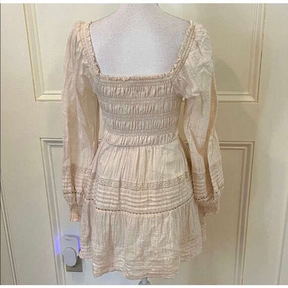 American Eagle elegant cream cotton long sleeve mini dress size small. - Picture 10 of 10